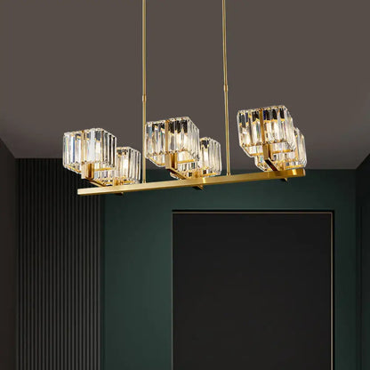 Modern gold crystal island pendant light for kitchen dining room