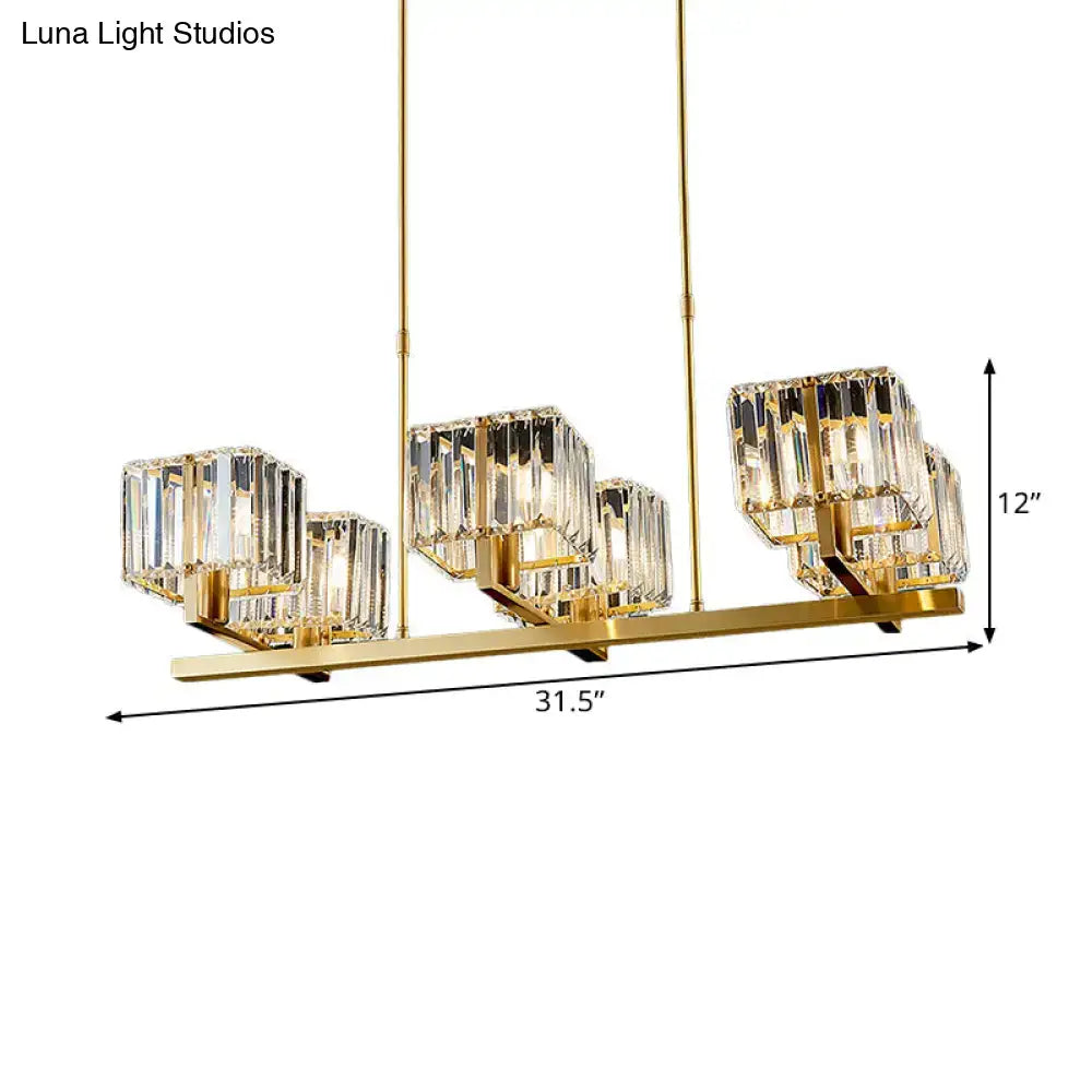 Modern gold crystal island pendant light for kitchen dining room