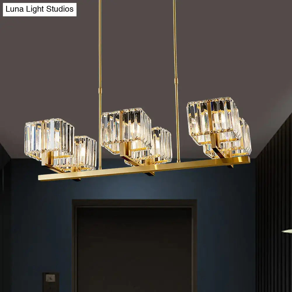 Modern gold crystal island pendant light for kitchen dining room