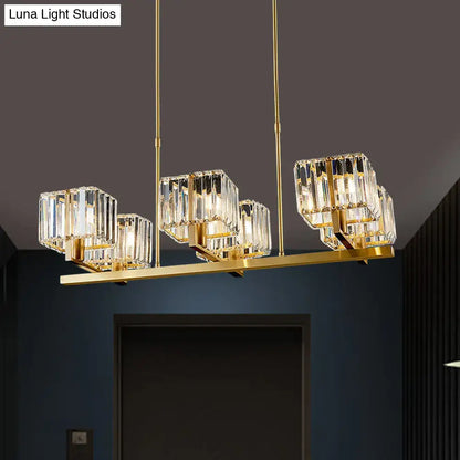 Modern gold crystal island pendant light for kitchen dining room