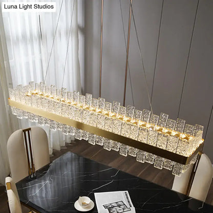 Modern brass plated crystal loop pendant light for dining room