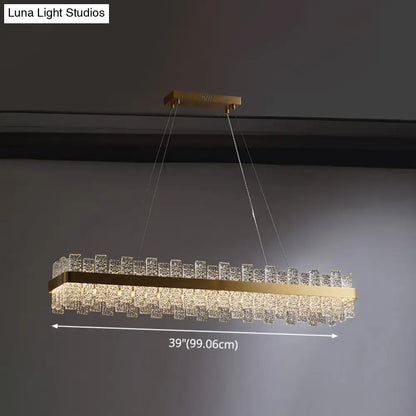 Modern brass plated crystal loop pendant light for dining room