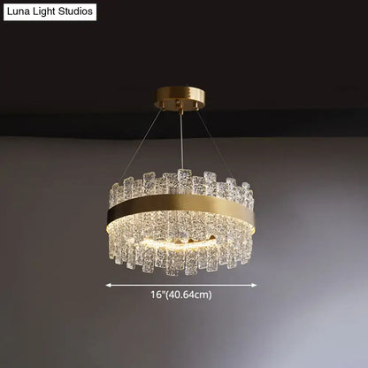 Modern brass plated crystal loop pendant light for dining room