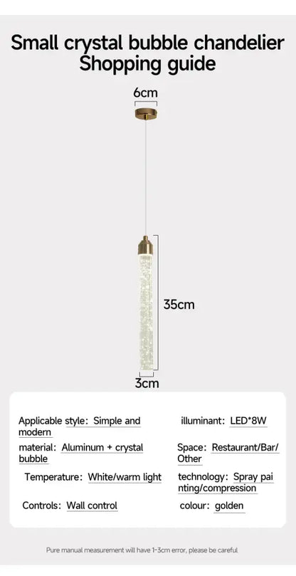 Modern gold crystal pendant light for dining room