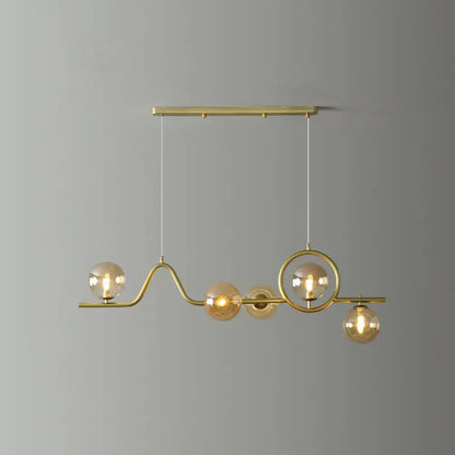 Modern gold curve island ceiling light with bird for dining room