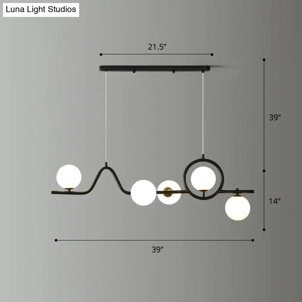 Modern gold curve island ceiling light with bird for dining room