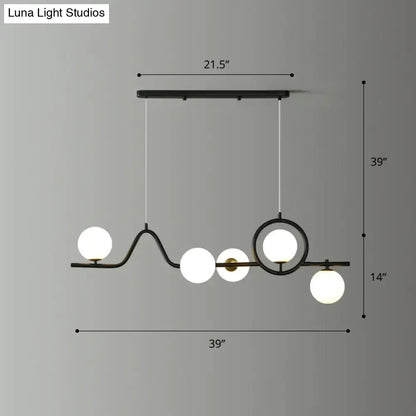Modern gold curve island ceiling light with bird for dining room