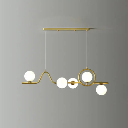 Modern gold curve island ceiling light with bird for dining room