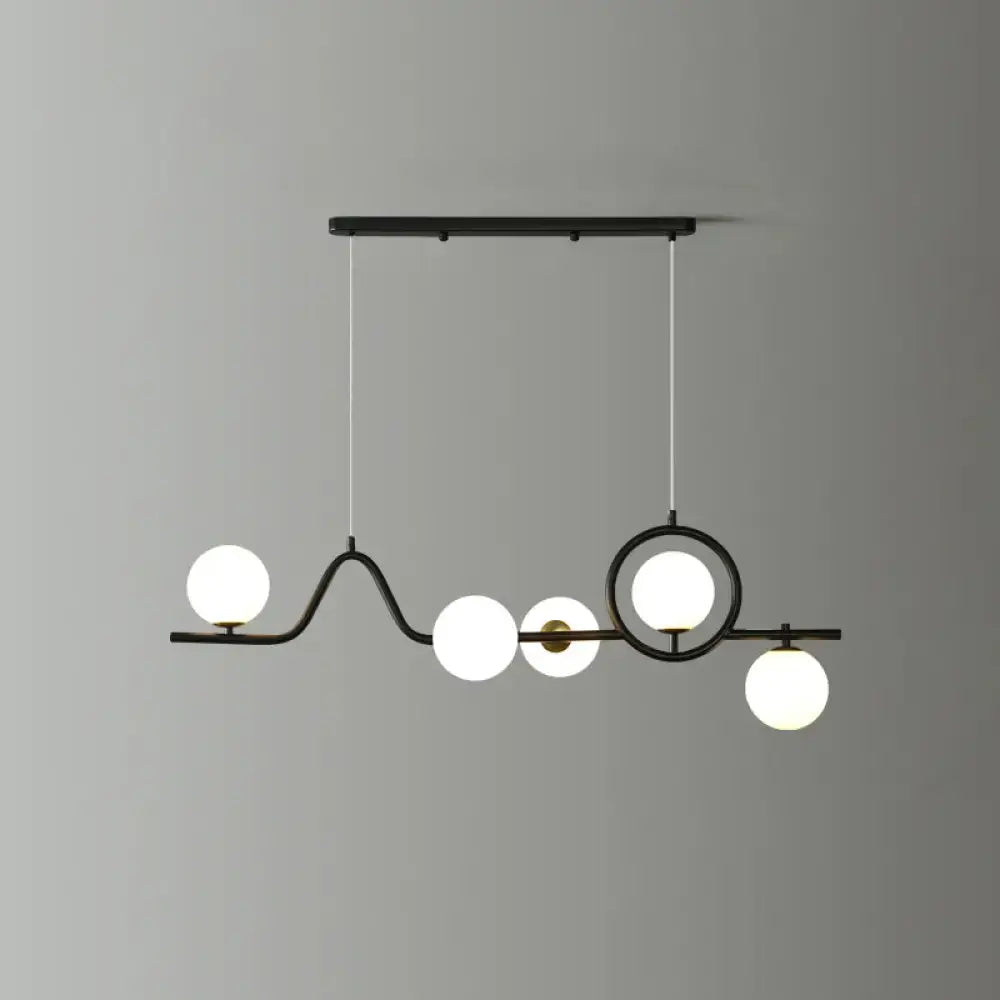 Modern gold curve island ceiling light with bird for dining room