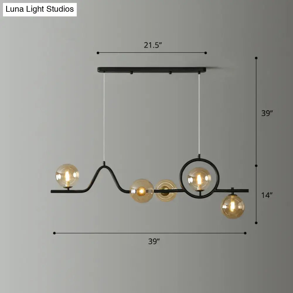 Modern gold curve island ceiling light with bird for dining room