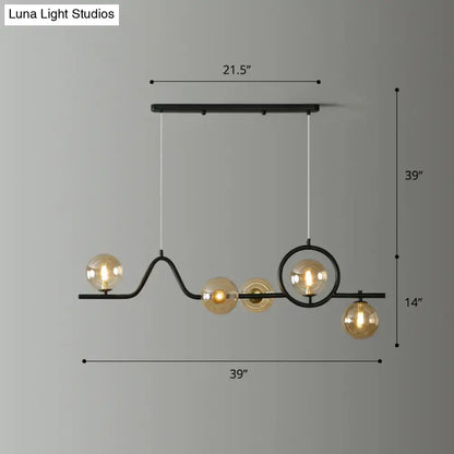 Modern gold curve island ceiling light with bird for dining room