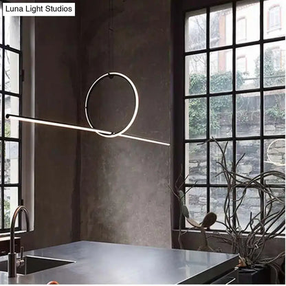 Modern black designer line art pendant light for dining room