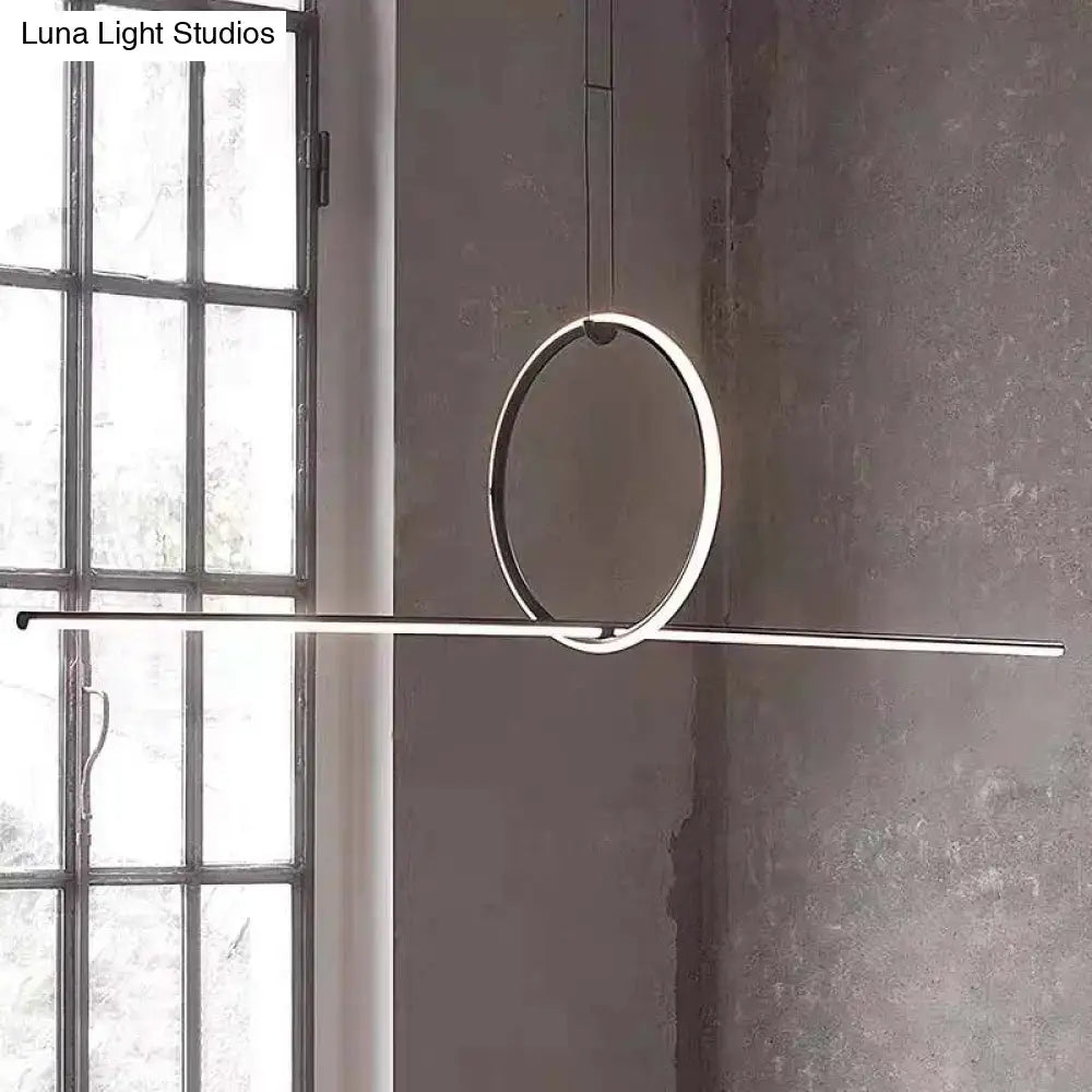 Modern black designer line art pendant light for dining room