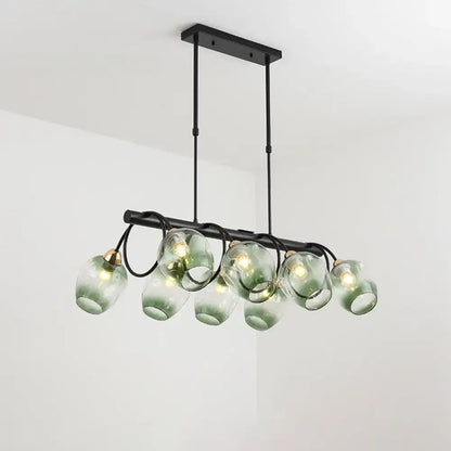 Modern blue & green ombre glass cup island light kitchen fixture