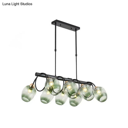 Modern blue & green ombre glass cup island light kitchen fixture