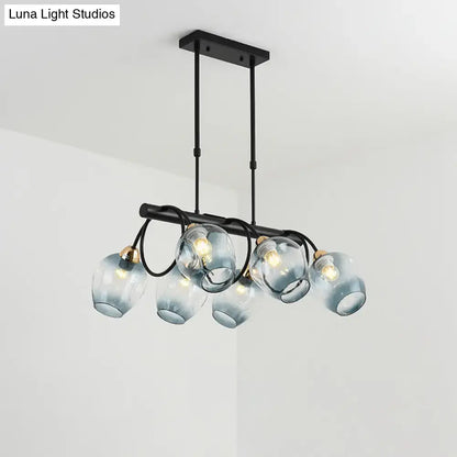 Modern blue & green ombre glass cup island light kitchen fixture
