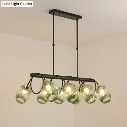 Modern blue & green ombre glass cup island light kitchen fixture