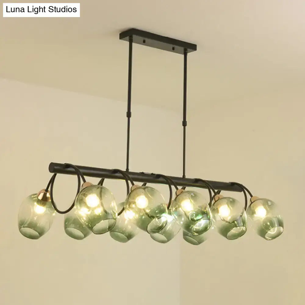 Modern blue & green ombre glass cup island light kitchen fixture