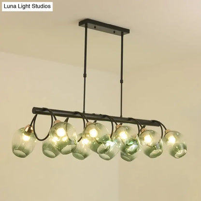 Modern blue & green ombre glass cup island light kitchen fixture