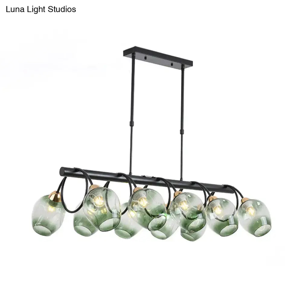 Modern blue & green ombre glass cup island light kitchen fixture