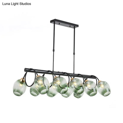 Modern blue & green ombre glass cup island light kitchen fixture
