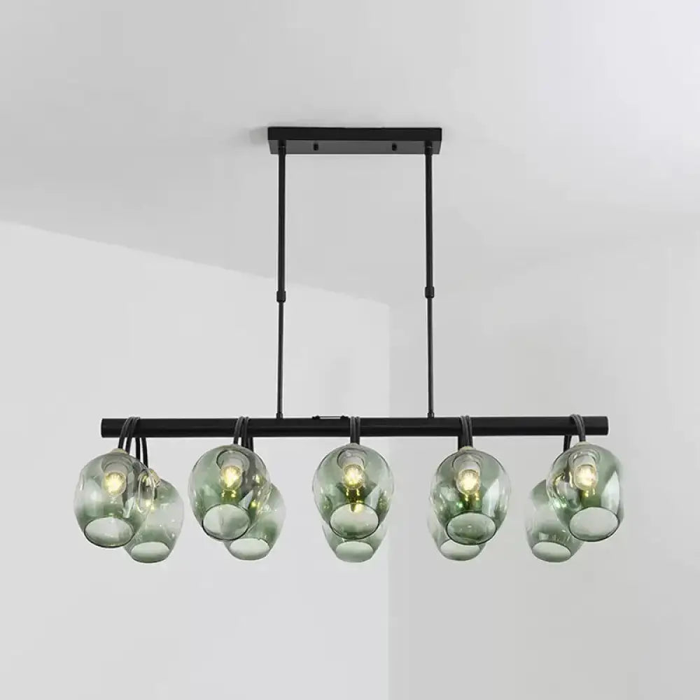 Modern blue & green ombre glass cup island light kitchen fixture