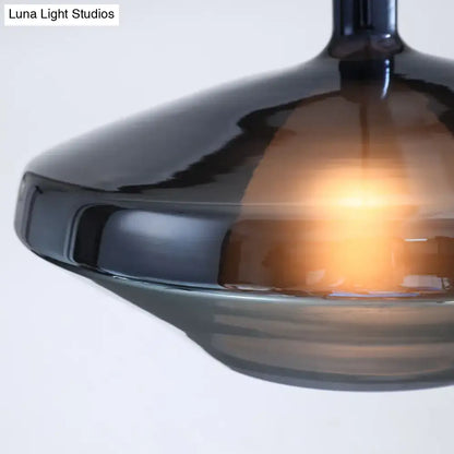 Modern amber and copper geometric pendant light for dining room