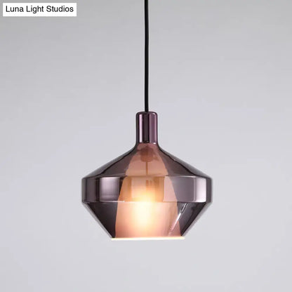 Modern amber and copper geometric pendant light for dining room