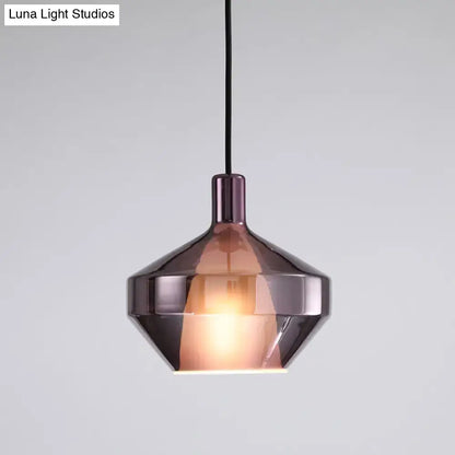 Modern amber and copper geometric pendant light for dining room