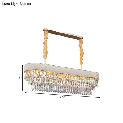 Modern white drum crystal drops pendant light dining room