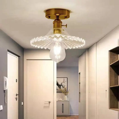 Modern floral glass gold ceiling light foyer flush fixture