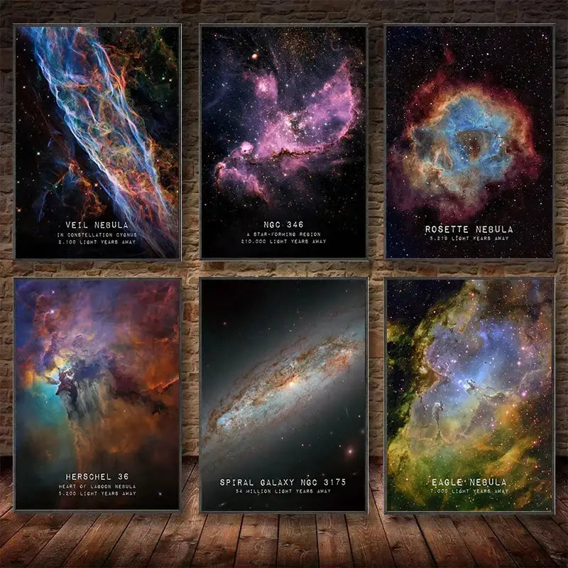 Modern galaxy canvas wall art set of 6 – living room framed prints