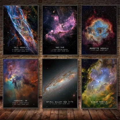 Modern galaxy canvas wall art set of 6 – living room framed prints