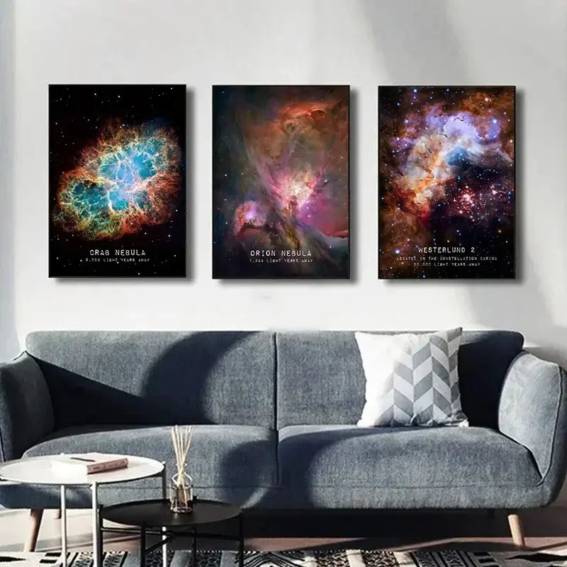 Modern galaxy canvas wall art set of 6 – living room framed prints