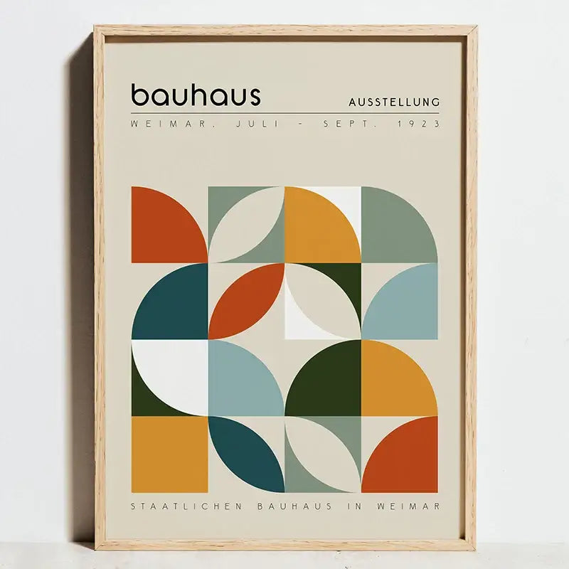 Modern geometric bauhaus wall art living room framed poster