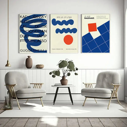 Modern geometric bauhaus wall art living room framed poster