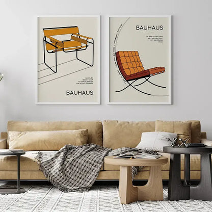 Modern geometric bauhaus wall art living room framed poster
