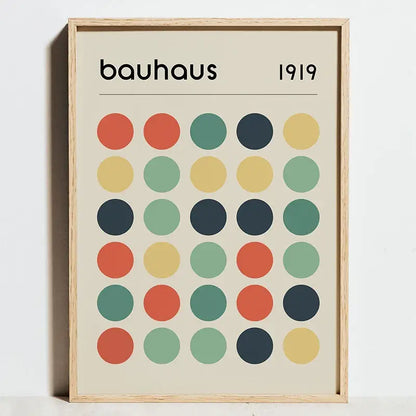 Minimalist black & tan geometric bauhaus exhibition posters living room