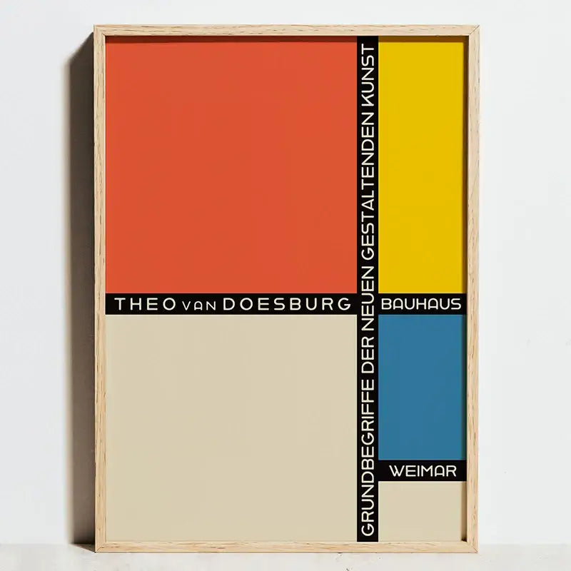 Minimalist black & tan geometric bauhaus exhibition posters living room