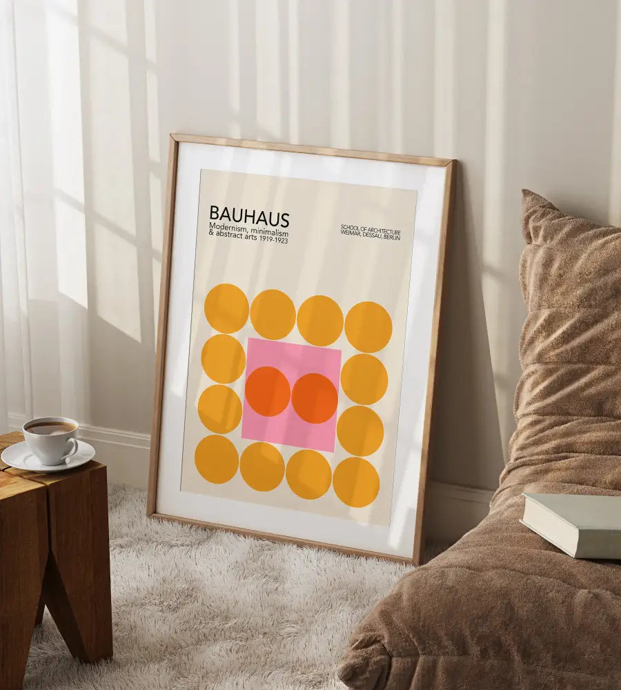 Minimalist bauhaus geometric canvas print living room wall art