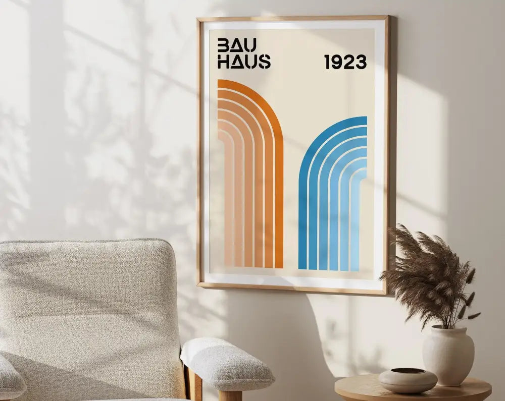 Minimalist bauhaus geometric canvas print living room wall art