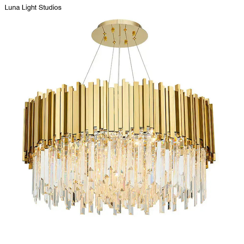 Modern geometric gold crystal prism chandelier living room light