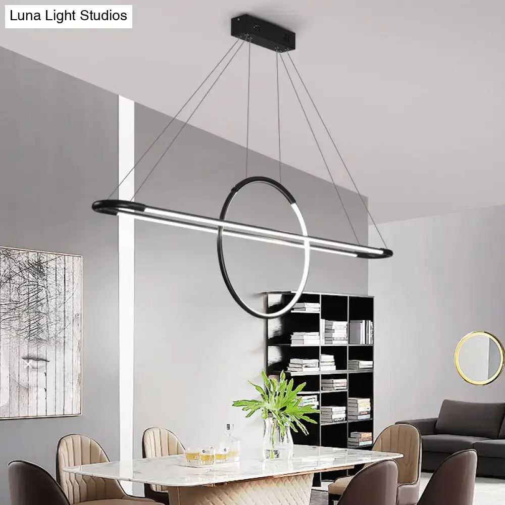 Modern geometric black & gold island light fixture dining room led