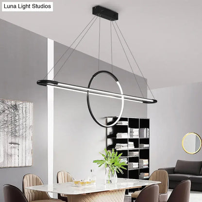 Modern geometric black & gold island light fixture dining room led