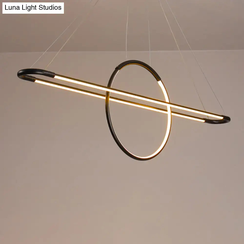 Modern geometric black & gold island light fixture dining room led