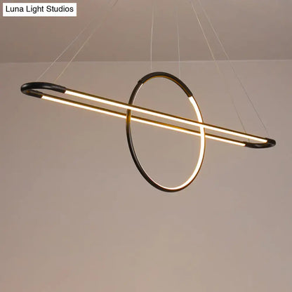 Modern geometric black & gold island light fixture dining room led
