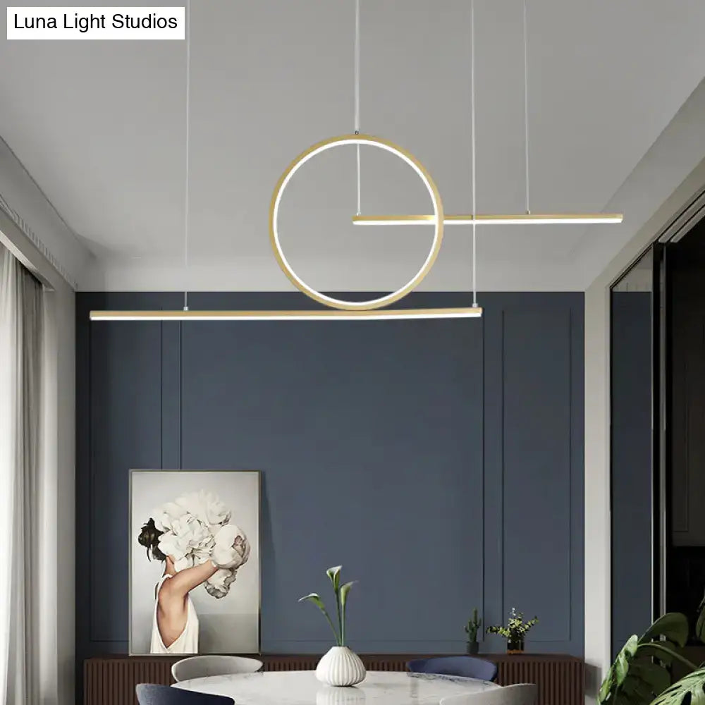 Modern geometric black & gold led pendant light kitchen fixture