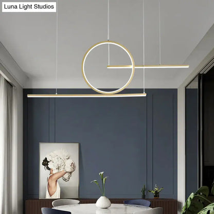 Modern geometric black & gold led pendant light kitchen fixture