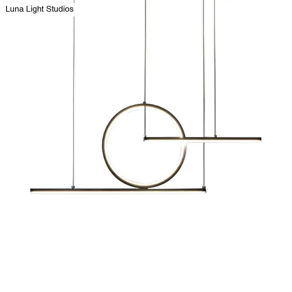 Modern geometric black & gold led pendant light kitchen fixture