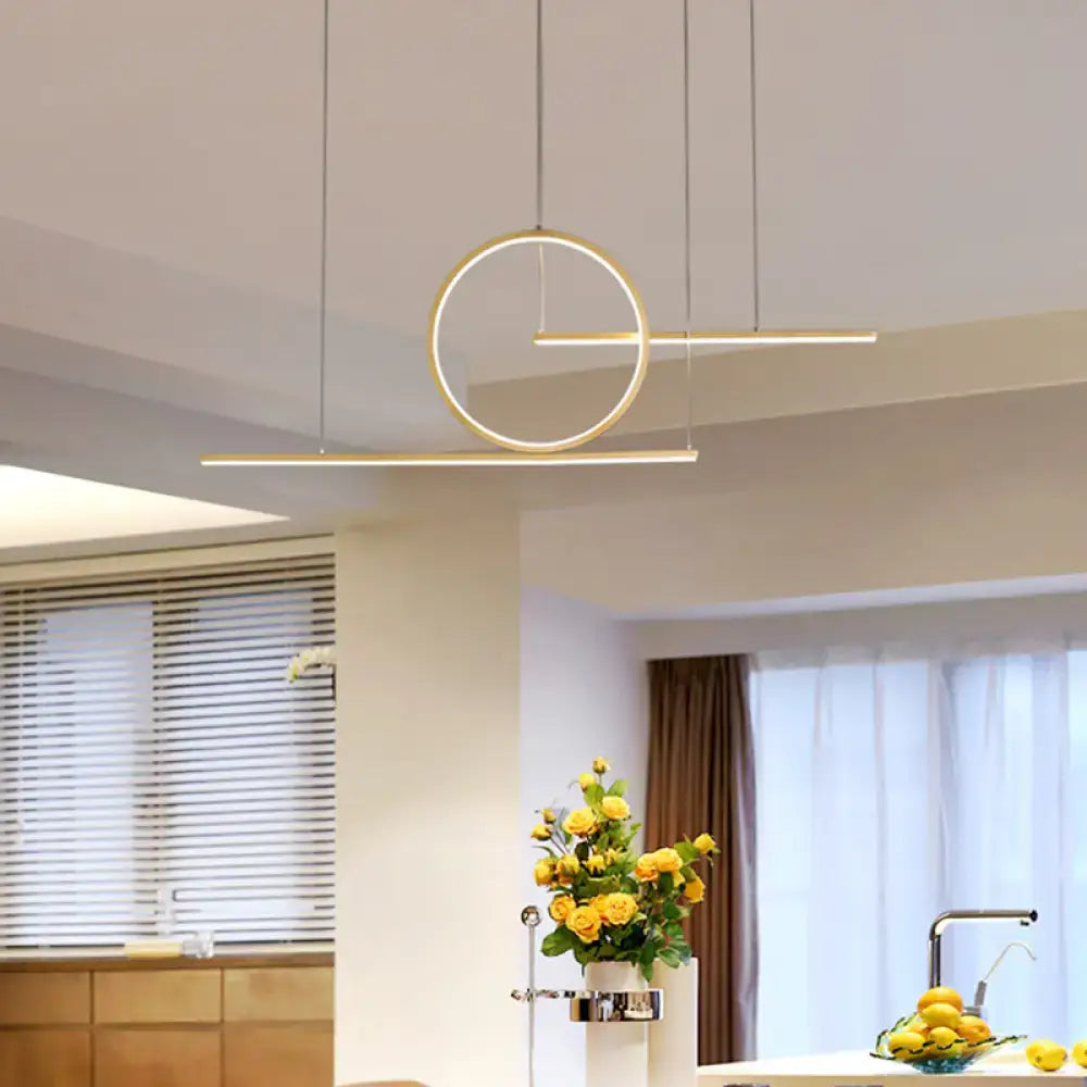 Modern geometric black & gold led pendant light kitchen fixture